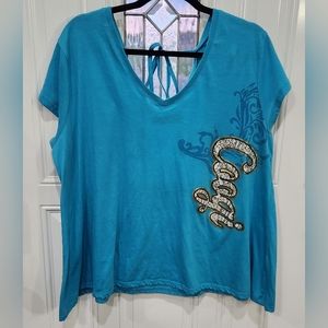 Coogi women's blue blouse size 2x